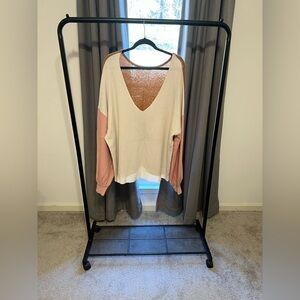 14th & Union Pink, Cream and Tan Sweater